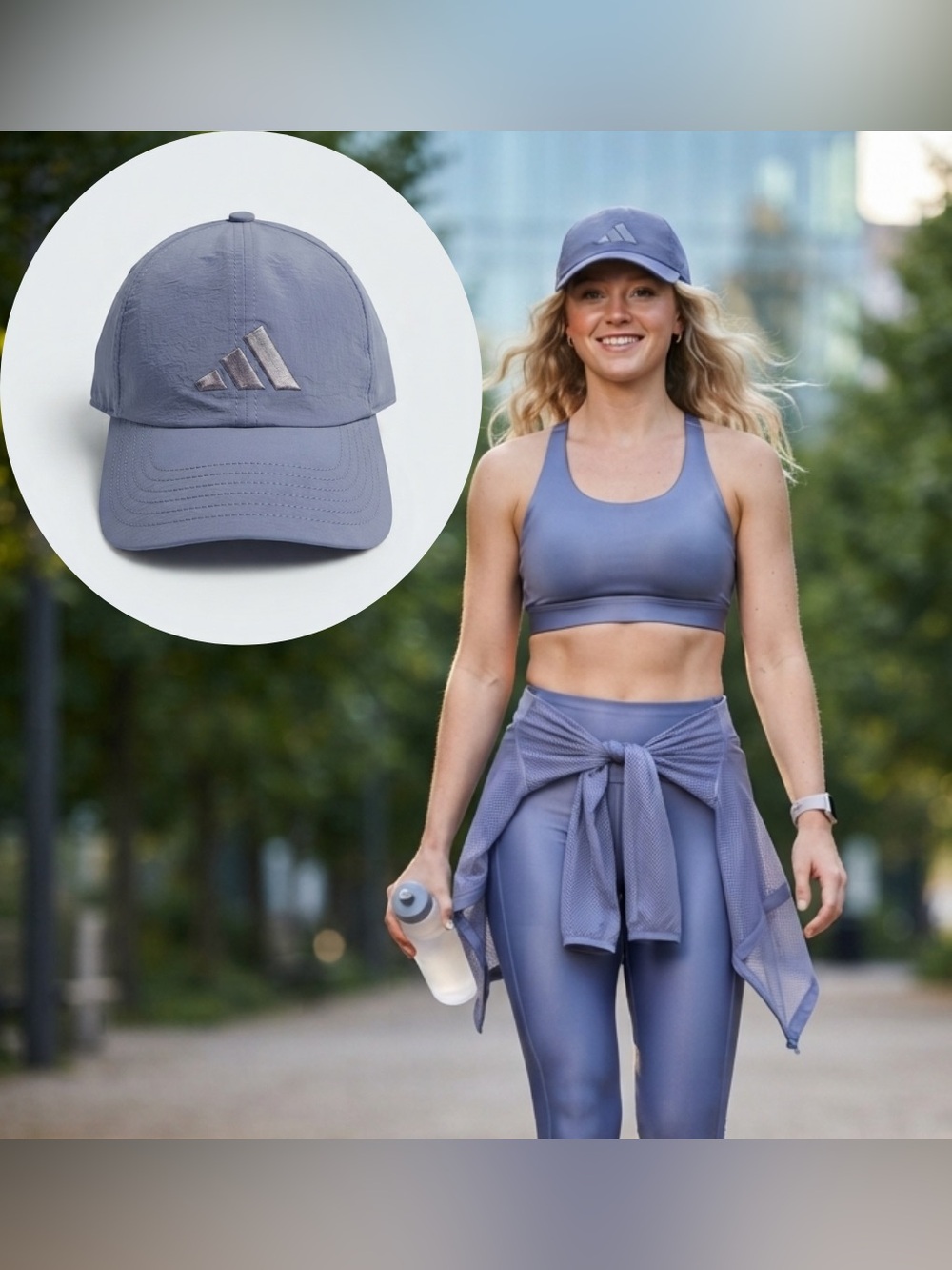 Adidas AEROREADY Athletic Baseball Cap Hat Dull Periwinkle Blue Adjustable Strap